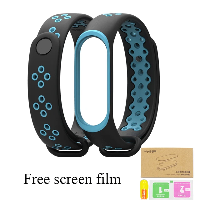 Для Xiaomi mi Band 3 ремешок mi Band 2 спортивный ремешок цветной ремешок для mi band 2 браслет Сменные Ремни Аксессуары - Цвет: black blue