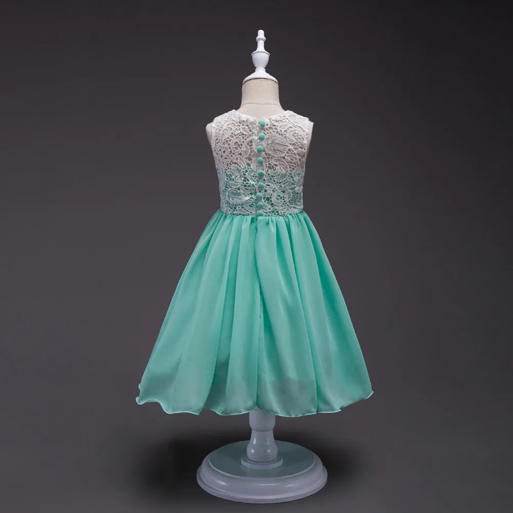 Новые Кружева мятного цвета платье с цветочным узором для девочек короткая