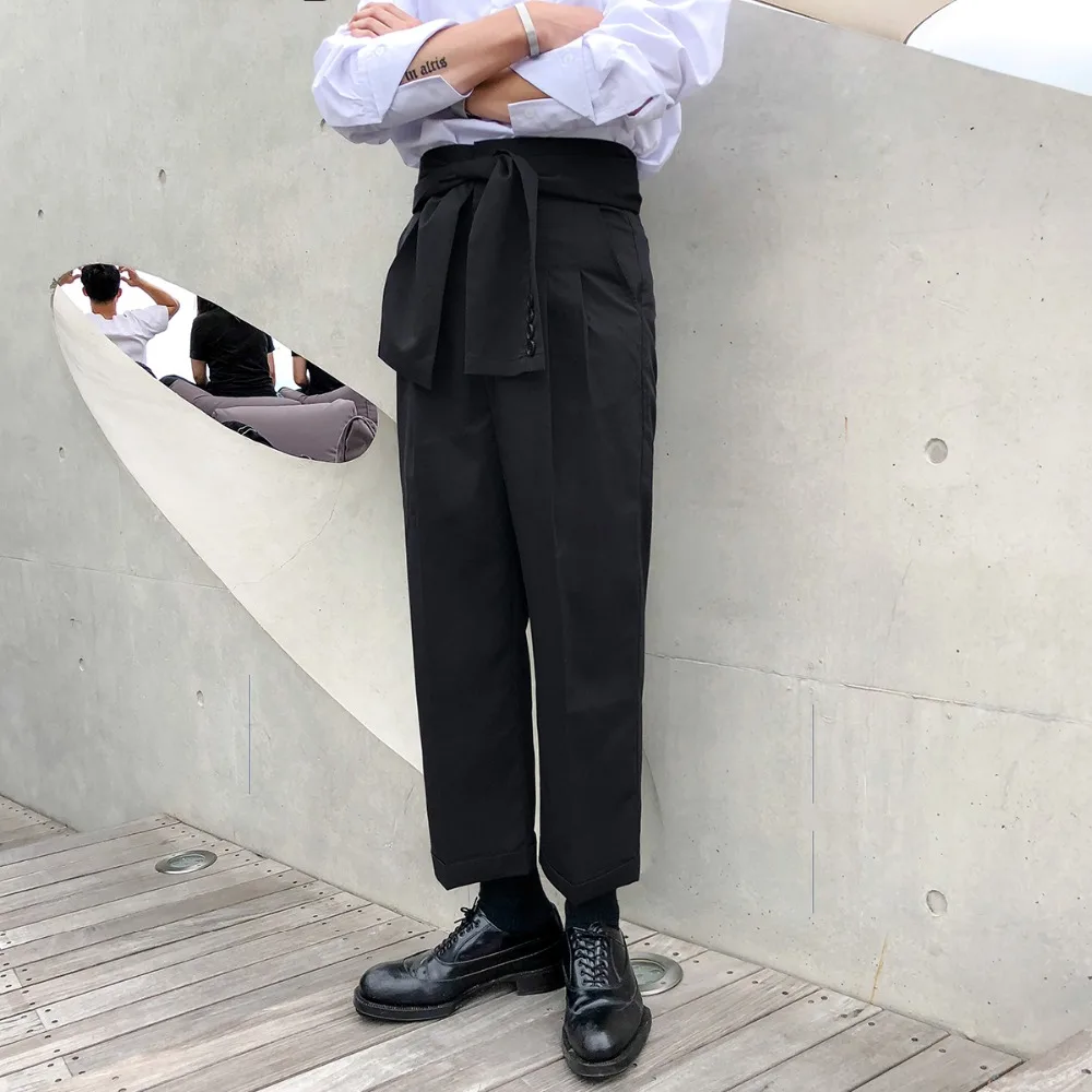 Мужская одежда кружевные прямые брюки с высокой талией в стиле ретро 2018 |