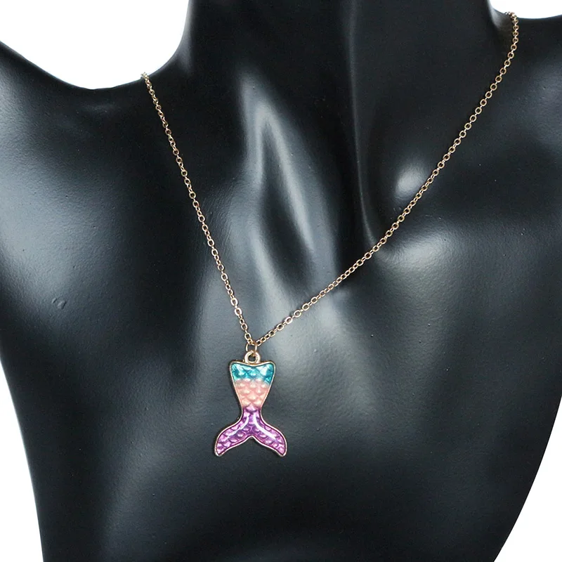 

Women Colorful Fishtail Pendant Necklace Charming Romantic Necklaces For Girls Christmas Gifts Fashion Jewelry