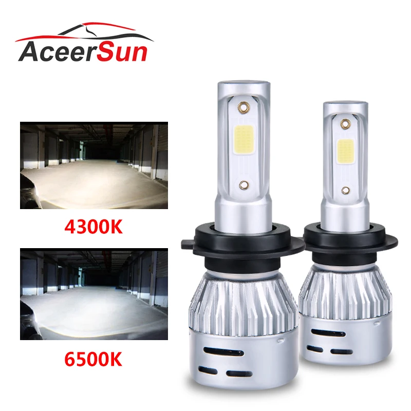 Aceersun H4 светодиодный H7 автомобилей головной светильник H1 H8 H9 9005 9006 8000lm 4300K 6500K мини