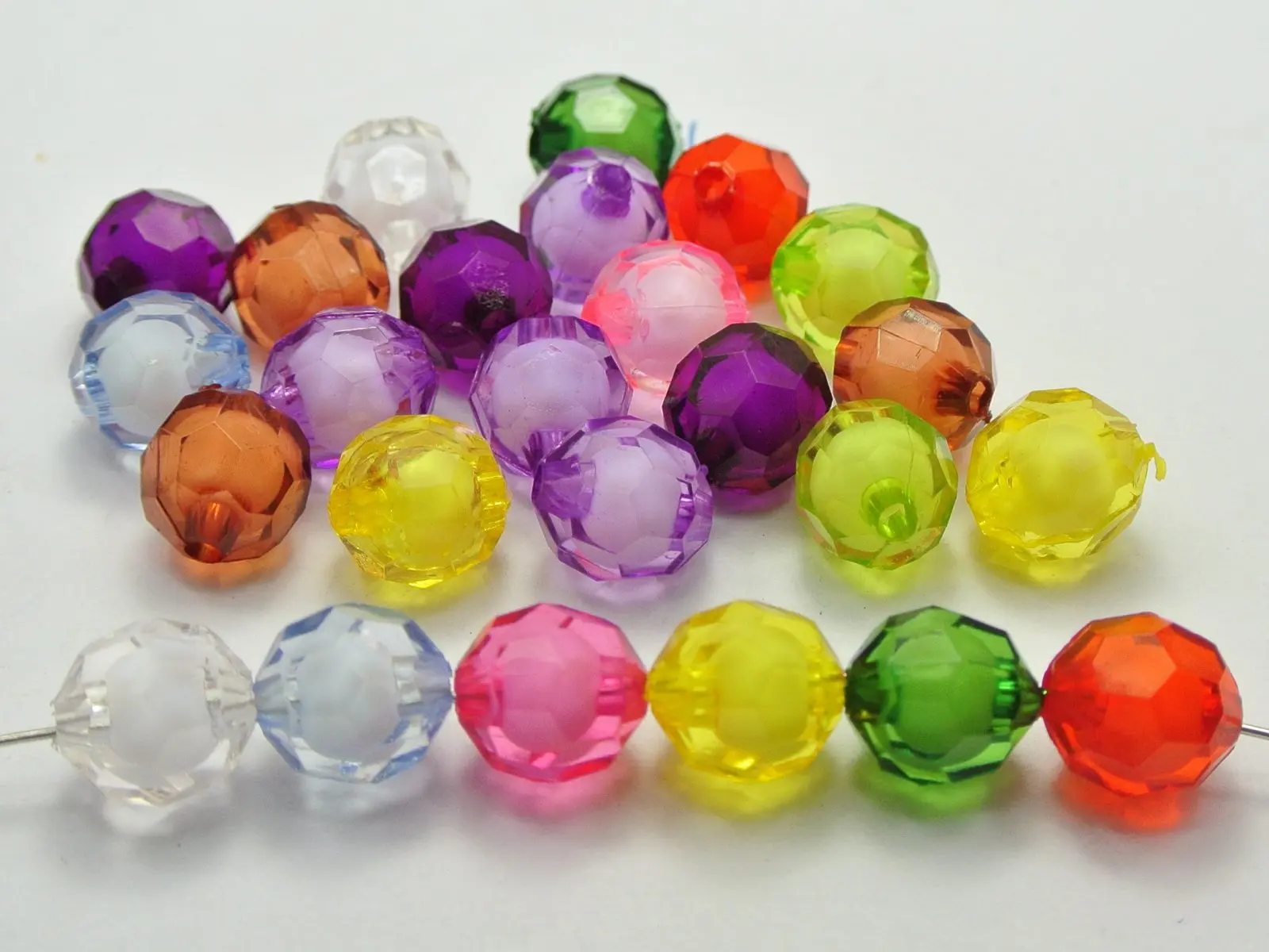 

100 Mixed Color Acrylic Faceted Round Beads 12mm "Bead in Bead"