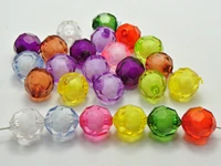 100 mixed color acrylic faceted round beads 12mm bead in bead
