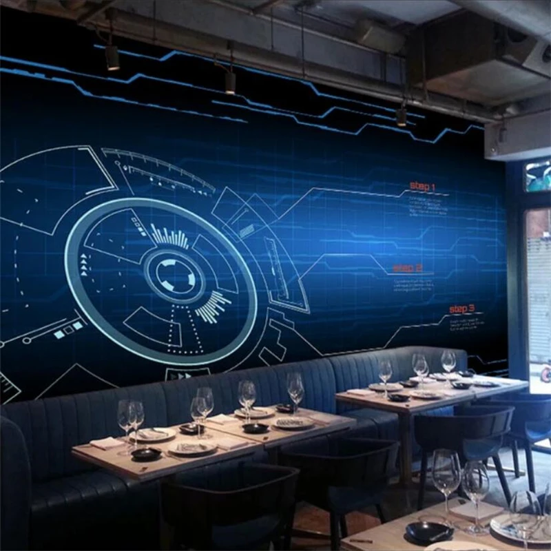 

beibehang Custom wallpaper 3D solid mural blue mechanical abstract technology circuit board Internet cafe KTV wallpaper 3d mural