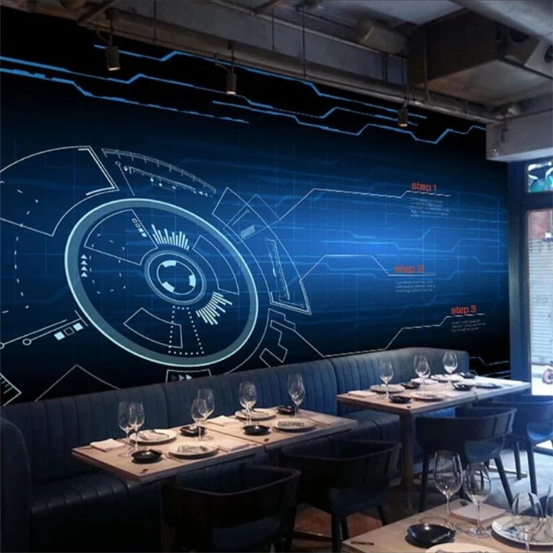 beibehang Custom wallpaper 3D solid mural blue mechanical abstract technology circuit board Internet cafe KTV 3d | Обустройство дома
