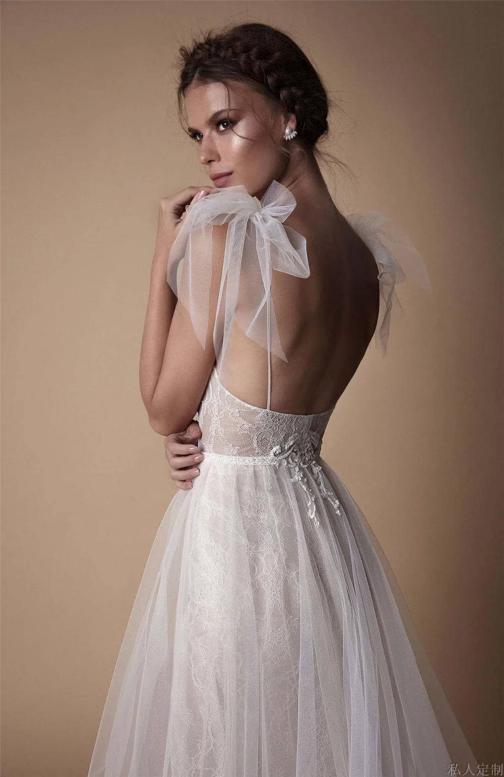 Vestido de festa, высококачественное свадебное платье es, шикарное свадебное платье с v-образным вырезом на бретелях, расшитое бисером, из тюля, свадебное платье в стиле бохо