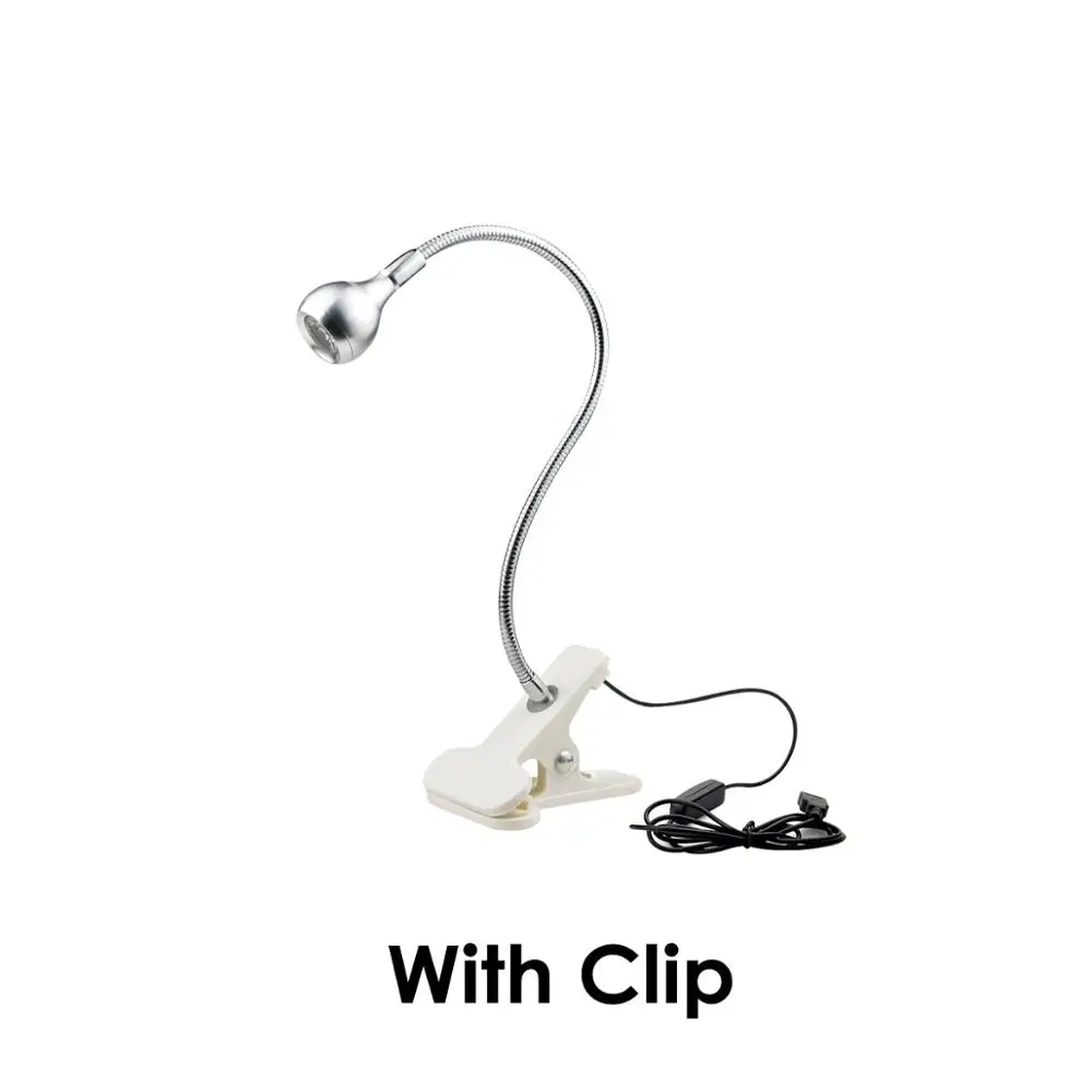 Silver With Clip Светильник с зажимом, настольная лампа, USB мощность, прикроватные лампы для спальни, кабинета, Декор, гибкий светодиодный светильник для чтения, рабочий Настольный светильник - Цвет абажура: Silver With Clip