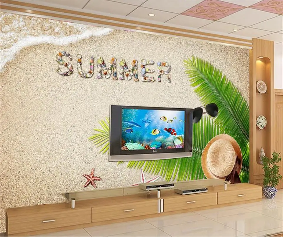 Пользовательские размеры 3d фото обои росписи кокосовый Пляж Лето Фото Картина