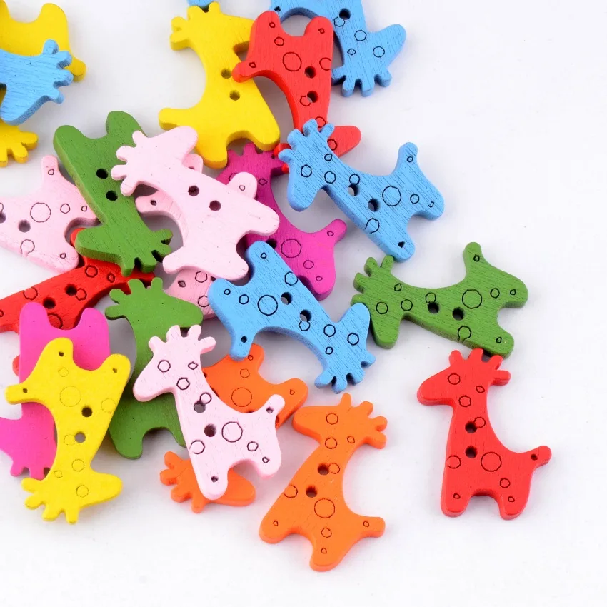 

Бесплатная доставка Розничная 60 Случайных Смешанных Прекрасный олень животные 2 отверстия деревянная живопись швейные пуговицы Скрапбуки...