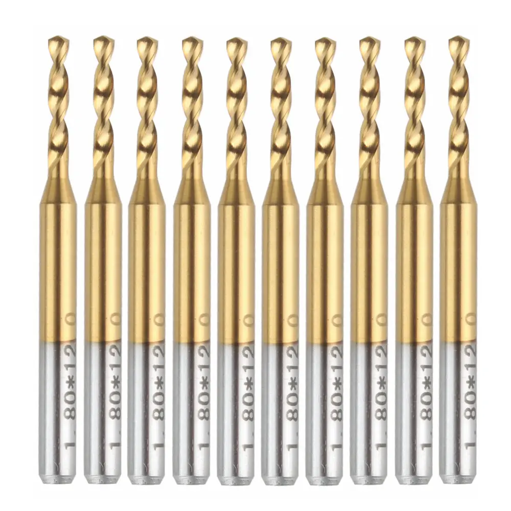 

10x Titanium Nitride Coated Carbide PCB CNC Drill Bits Router 1.8mm