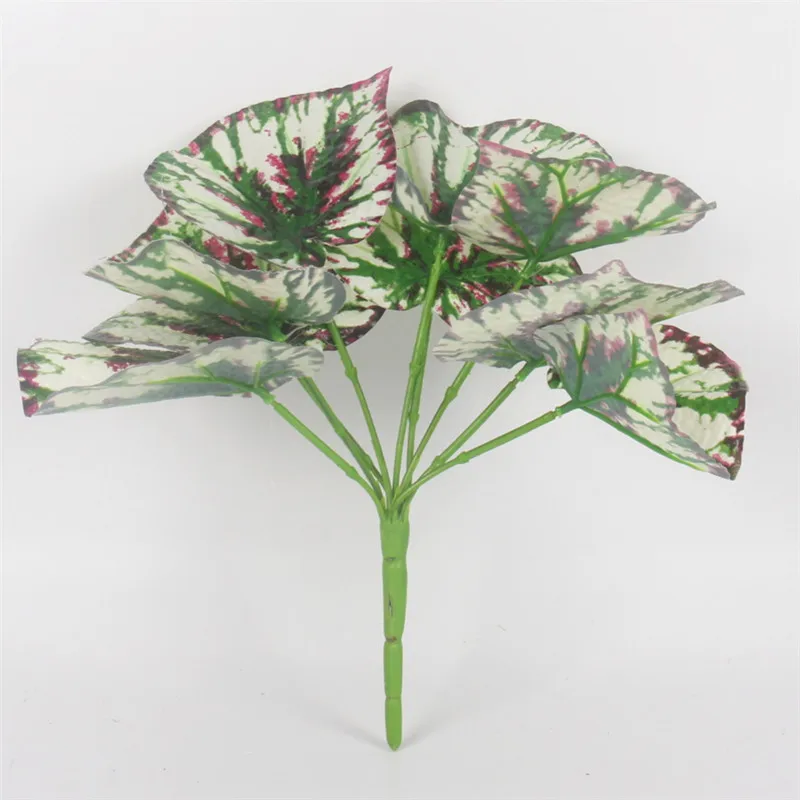 9 головок искусственное фиолетовое в горошек листья бегонии пластиковое