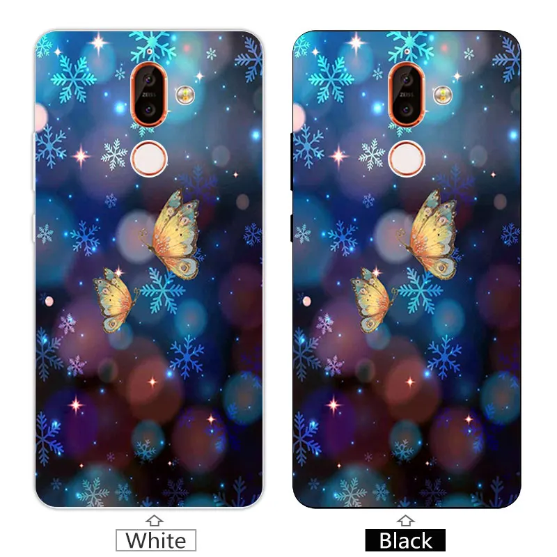 6 0 дюйма для Fundas Nokia 7 Plus прозрачный ТПУ Синий чехол телефона силиконовый Coque