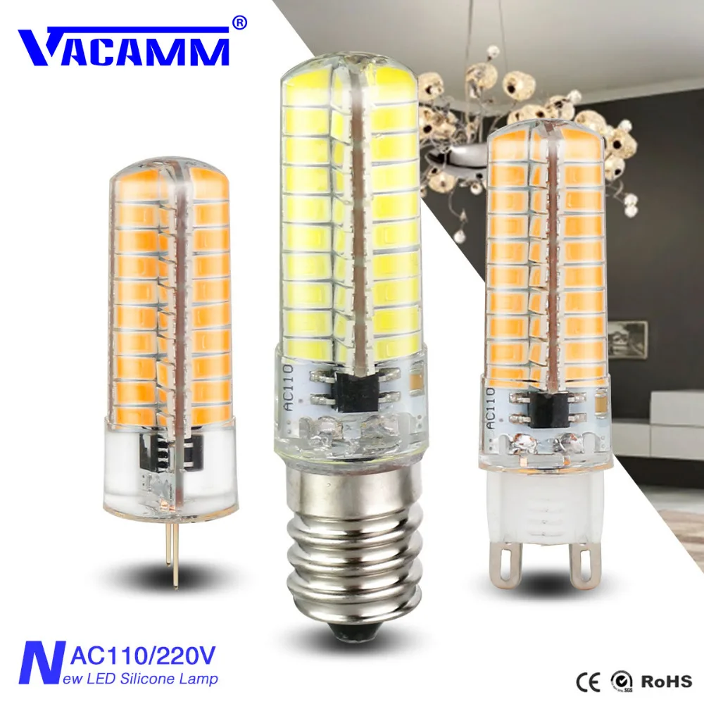 Приглушаемая силиконовая Светодиодная лампа E11 E12 E14 E17 220 В 110 SMD 5730 G4 G8 G9