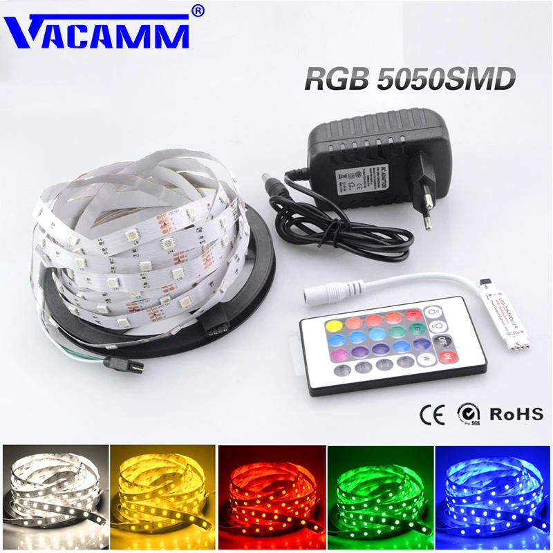 5 м RGB набор SMD 5050 3528 полоса света Гибкая лента лампа 300 светодиодов IP20 строка +