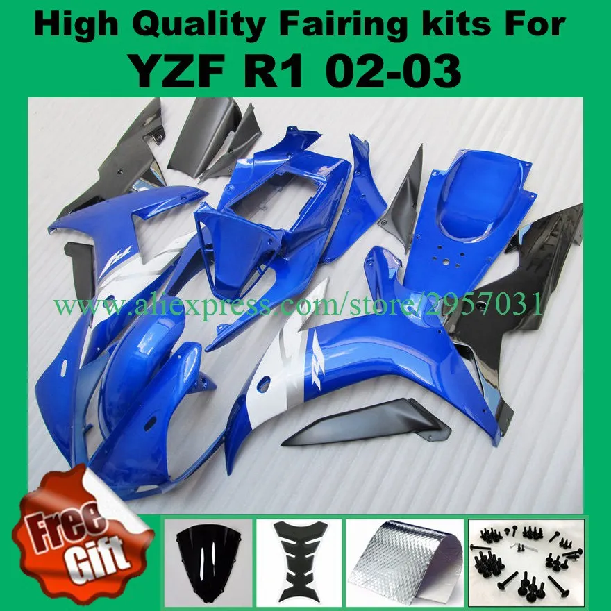 

Injection Mold Fairing Kit for YAMAHA YZFR1 02 03 Blue White YZF R1 2002 2003 YZFR1000 yzfr1 02 03 Free screws+gifts