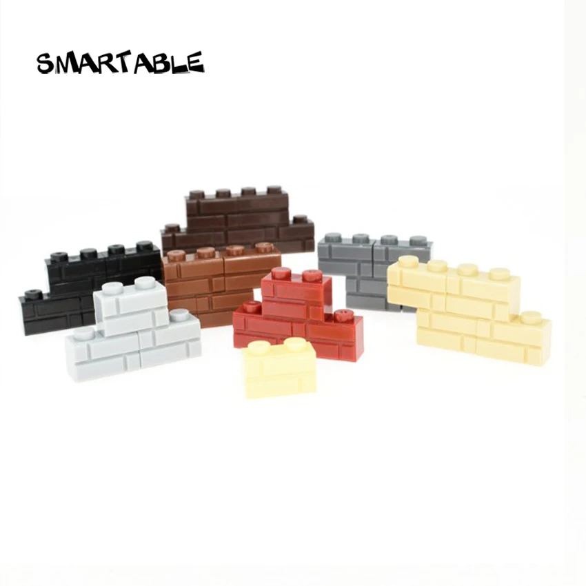 Кубики Smartable 1x2 с профилем кирпичной кладки для стен детали MOC игрушки детей
