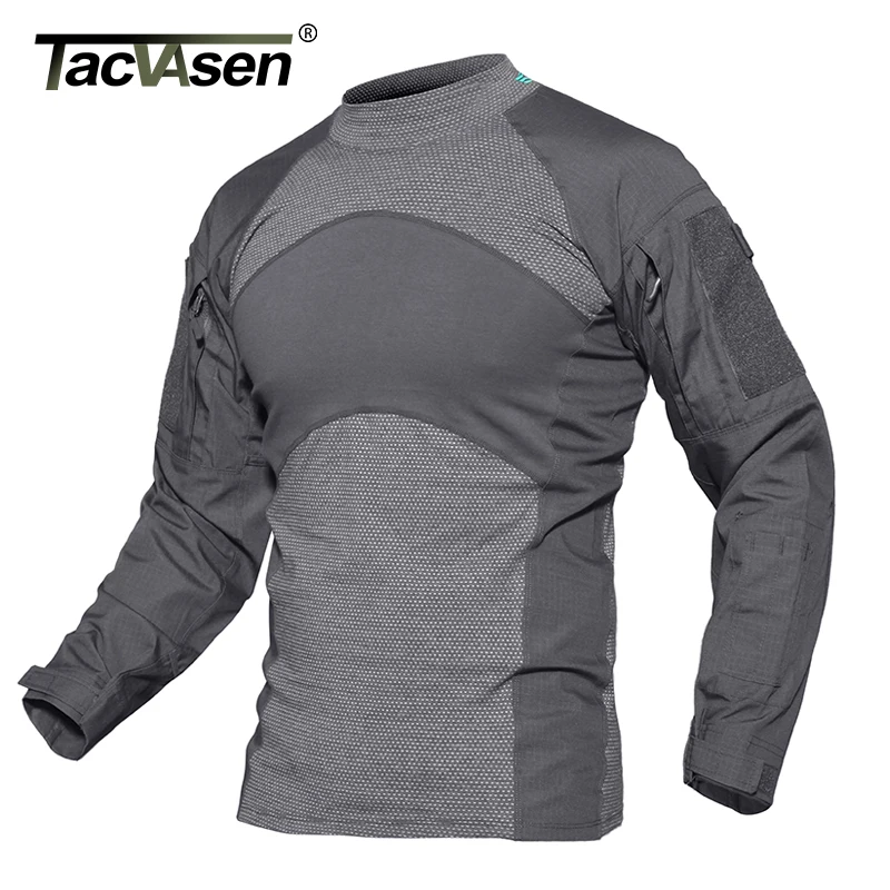 TACVASEN, мужская летняя тактическая футболка, армейская футболка, хлопковая, с длинным рукавом, для страйкбола, рубашки для выступлений, пейнтбол, военная одежда