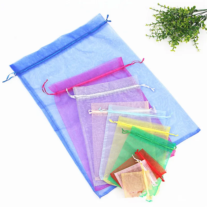 

10pcs Large Organza Bags 9x12 10x15 13x18 15x20 20x30 Drawable Wedding Party Decoration Gift Bags Pouches Jewelry Packaging Bags