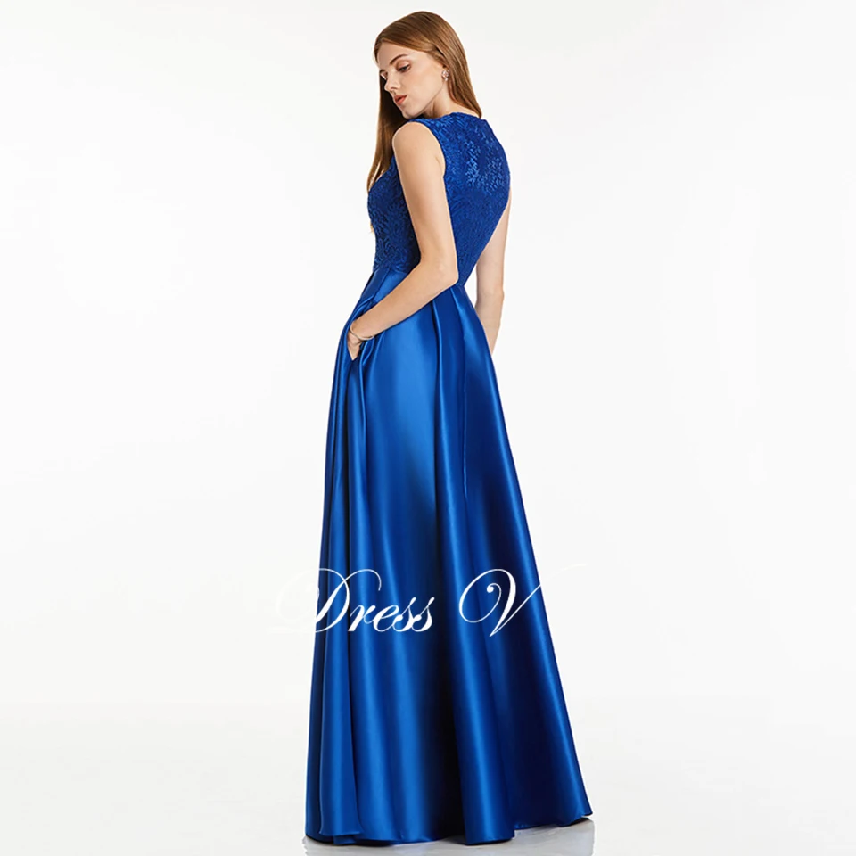 Dressv красное Элегантное Длинное Вечернее Платье Недорогое Платье трапециевидной формы с v-образным вырезом без рукавов для свадебной вечеринки кружевное вечернее платье es