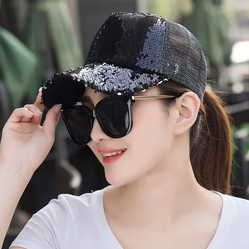 2019 Горячая украшенная сияющими блестками Сетка Расшитая Бейсбол Кепки ярких