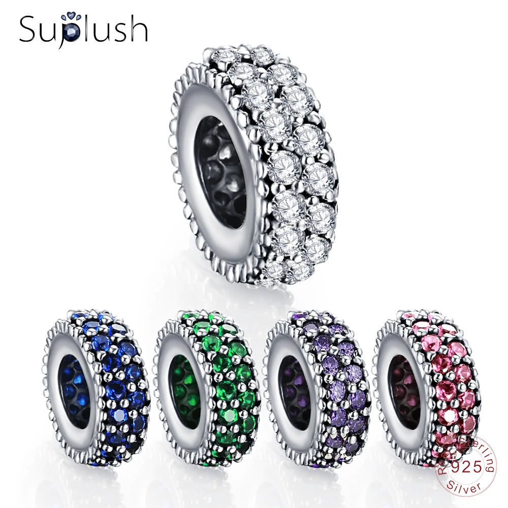 Suplush 100% стерлингового серебра 925 AAA Кристалл Шарм бисер Fit оригинальный браслет