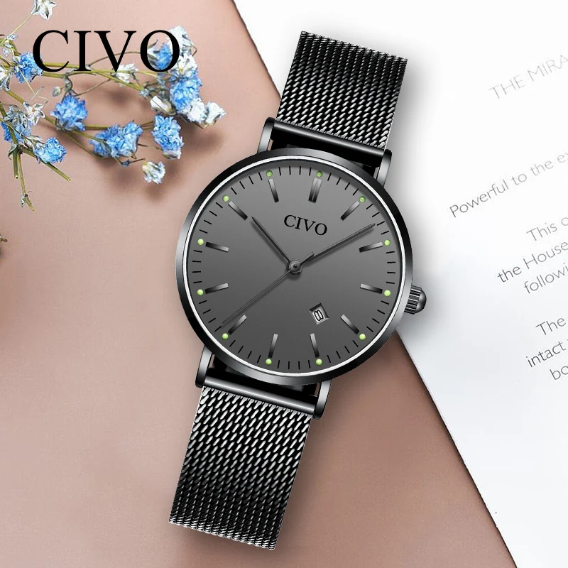 CIVO Унисекс Роскошные Светящиеся женские часы для женщин модные кварцевые