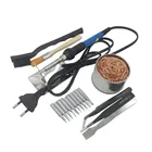 Электрический паяльник с регулируемой температурой, 220 В110 В, 60 Вт, Сварочная паяльная станция, тепловой карандаш с 10 наконечниками, европейская вилка