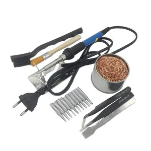 Электрический паяльник с регулируемой температурой, 220 В110 В, 60 Вт, Сварочная паяльная станция, тепловой карандаш с 10 наконечниками, европейская вилка