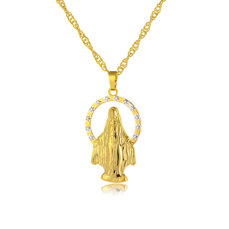 Модное Трендовое ожерелье с подвеской Богородицы для женщин золотого цвета