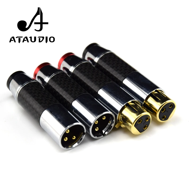 4 шт. Hi fi Разъем ATAUDIO из углеродного волокна XLR end Позолоченные разъемы для мужчин и