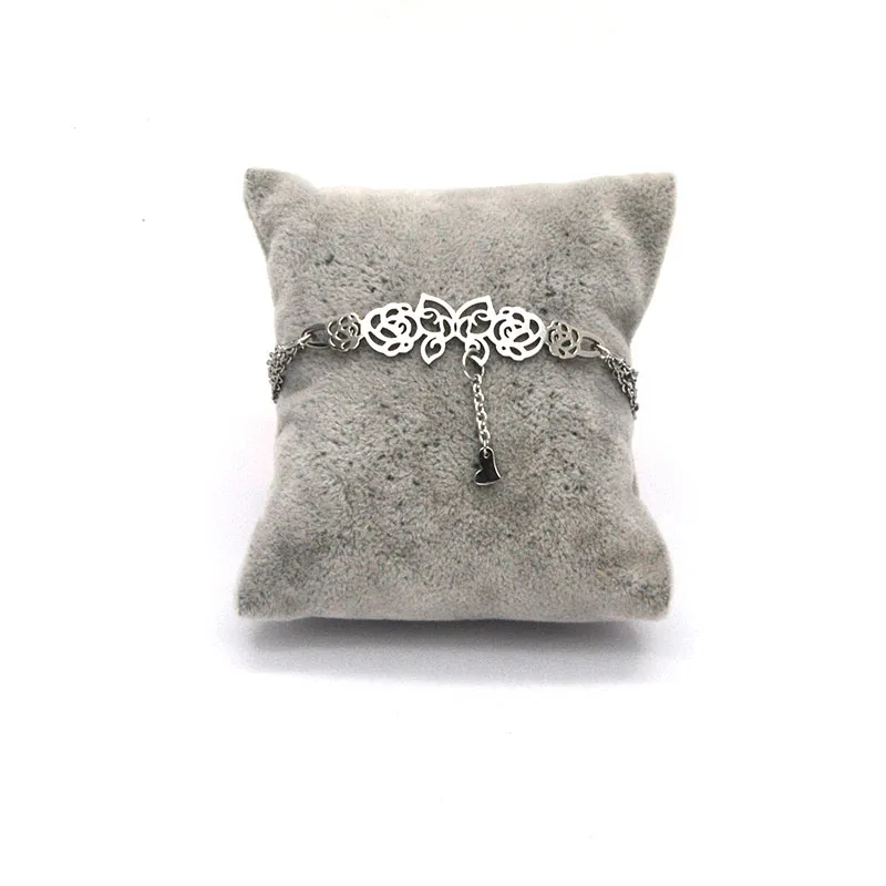 wholesale stainless steel silver color bracelets butterfly and rose engraved elegant romantic for women Br0419123 | Украшения и