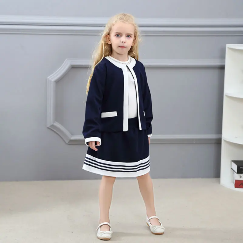 AiLe Rabbit/новый костюм для девочек темно синяя куртка и юбка комплект из 2 предметов