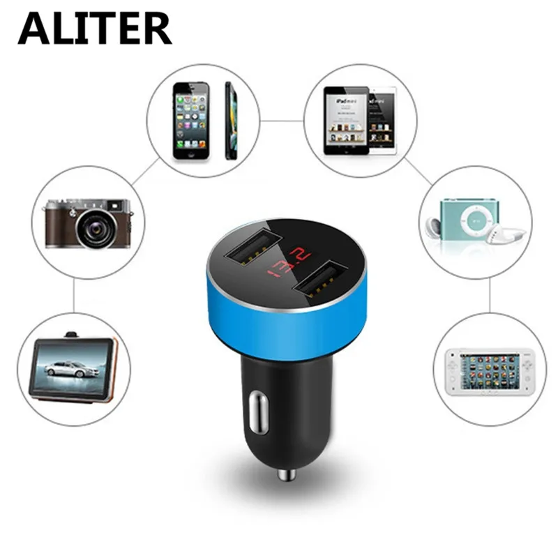 Автомобильное зарядное устройство ALITER для телефона с двумя USB-портами и красным
