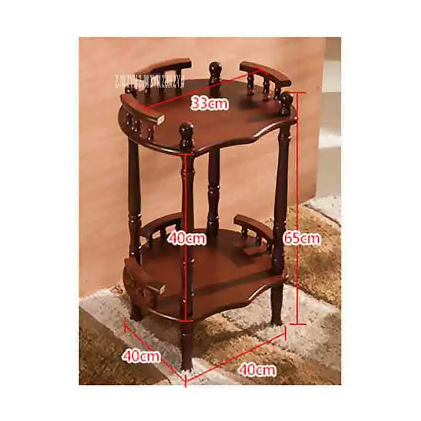 New Modern Chinese Solid Wood Coffee Table Multipurpose Shelf Flower-shaped Brown Double-layer Rack Side Corner Tea | Мебель