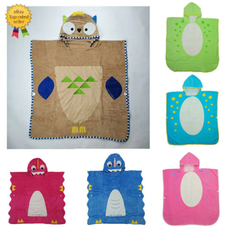 Детский плюшевый банный халат с капюшоном и рисунком животных однотонная пижама