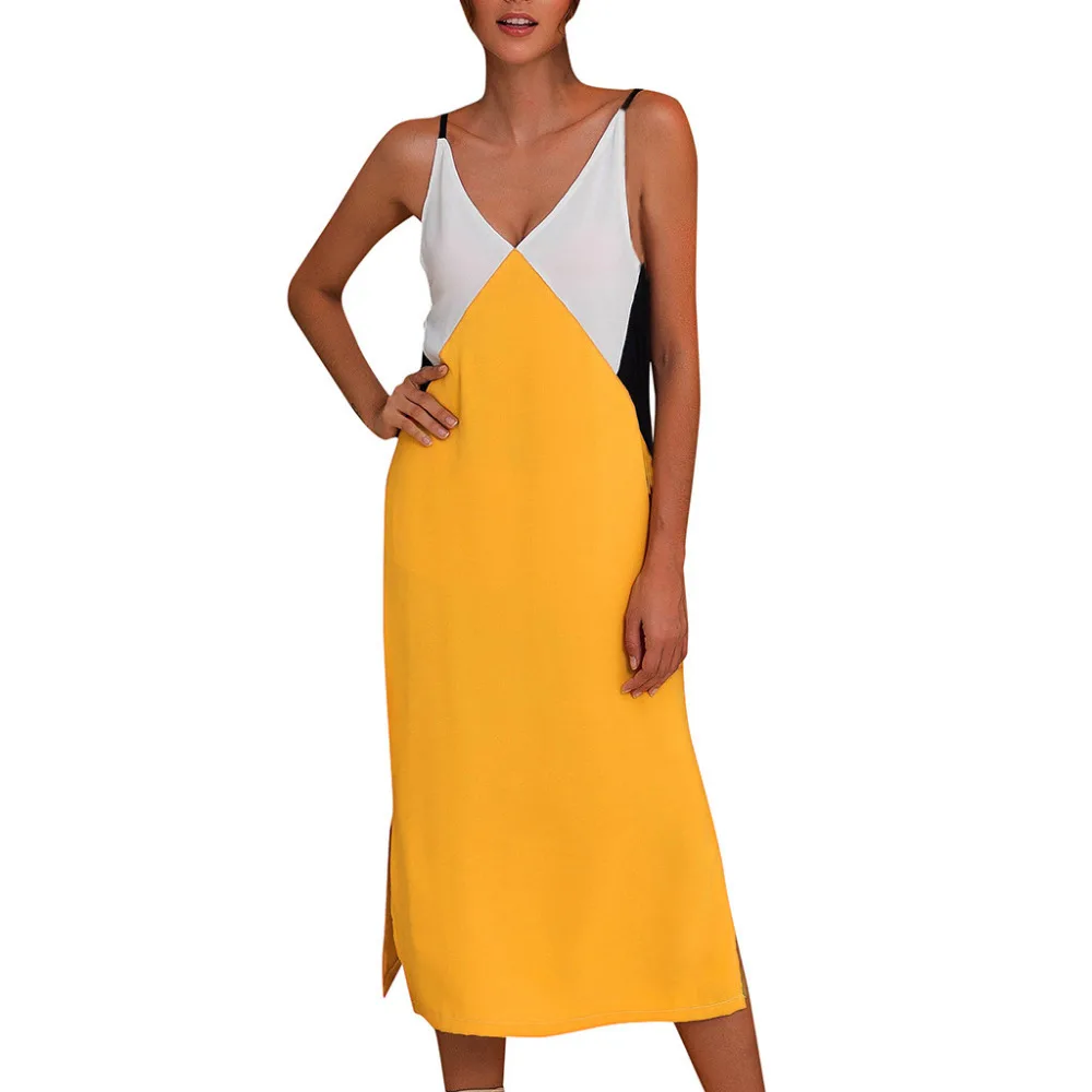 Женское пляжное платье на бретельках с V образным вырезом привлекательное