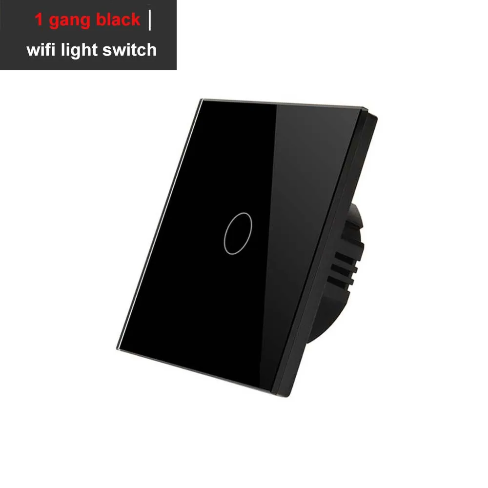 EU Wifi 1 Gang Black AVATTO Wifi сенсорный выключатель Умный светильник переключатель Панель 1/2/3 wifi светильник Переключатель ЕС Стандартный работать с Alexa Google Home - Комплект: EU Wifi 1 Gang Black