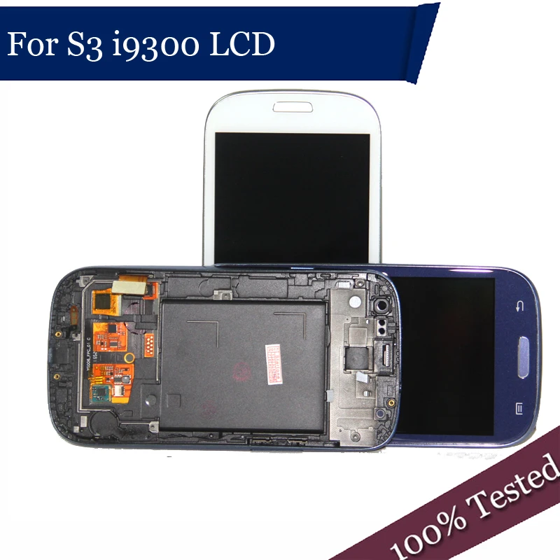 I9300 ЖК дисплей экран для samsung s3 i9300 рамка дисплея синий|Экраны мобильных телефонов|