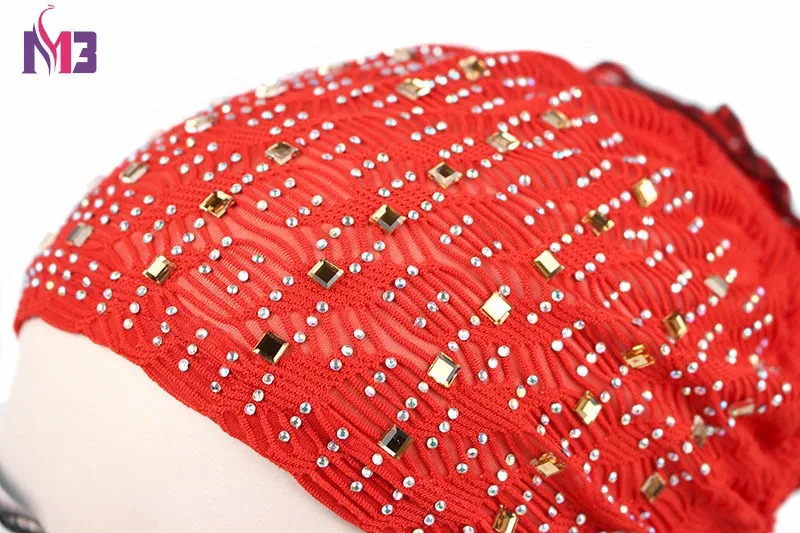 Головной убор Diamond Turban Hat Muslim Hijab Islamic Mesh Insert Turbante с горячей стразовой накладкой и большой флористической тарелкой на.