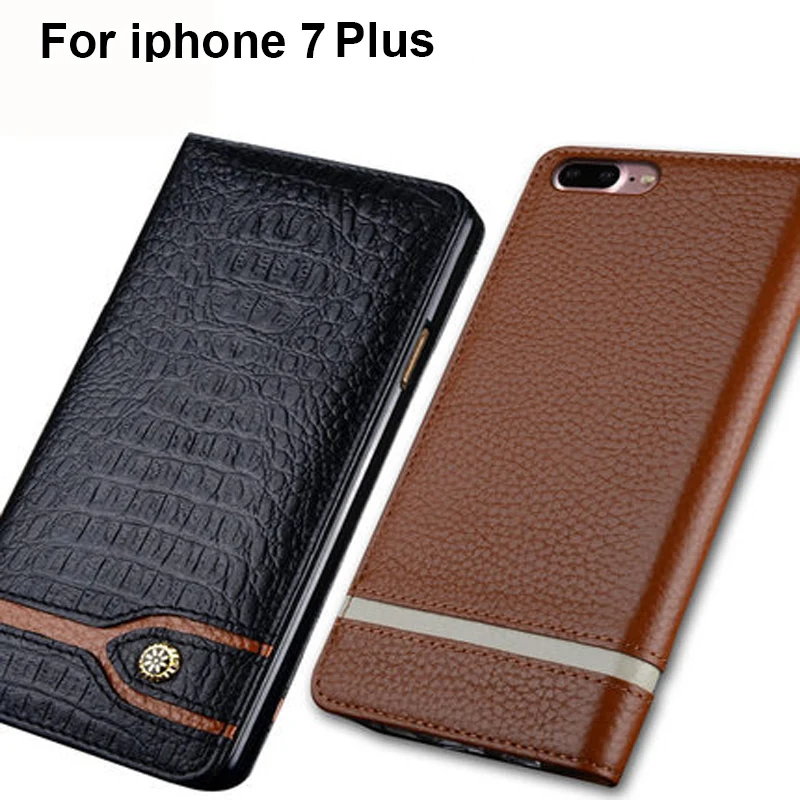 5 дюйма из натуральной кожи задняя крышка для iPhone 7 Plus coque САППУ флип чехол КРЫШКА