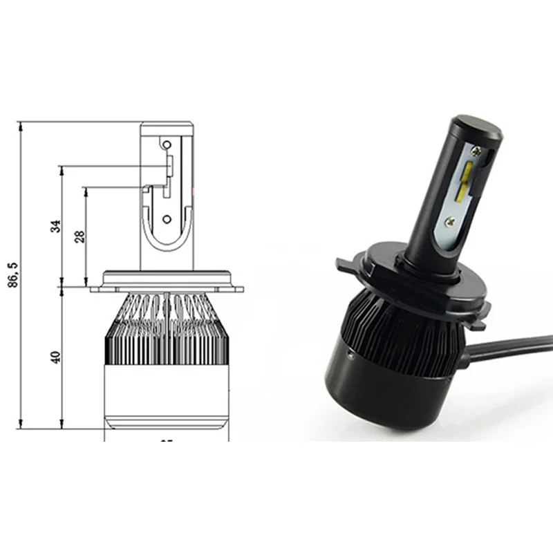 H4 светодиодная фара для мотоцикла HS1 led ba20d 36 Вт 4000LM с откидной головкой белый 6500k