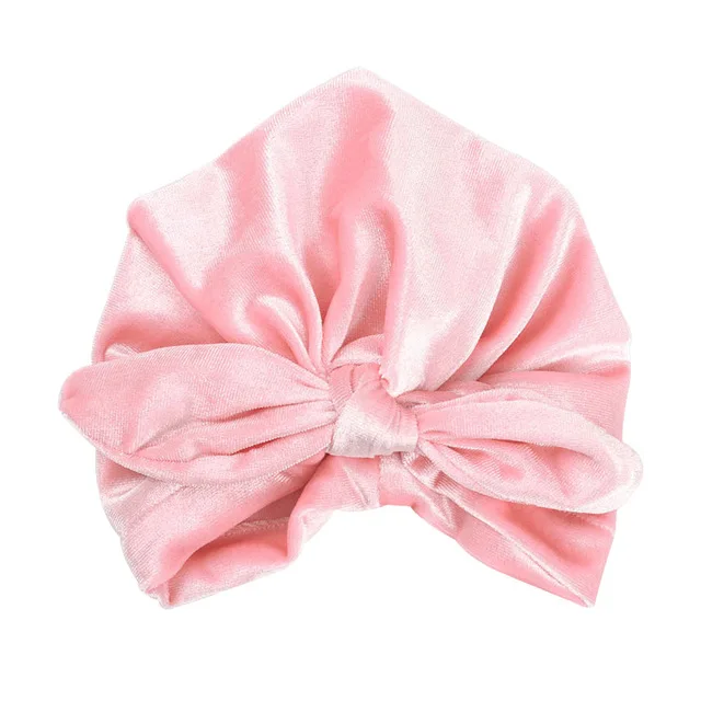 Pink baby hat Новая бархатная детская шапка для девочек, осенне-зимняя шляпа для мальчика, реквизит для фотосъемки, эластичная Младенческая шапочка, тюрбан, шапка, аксессуары для малышей - Цвет: Pink baby hat