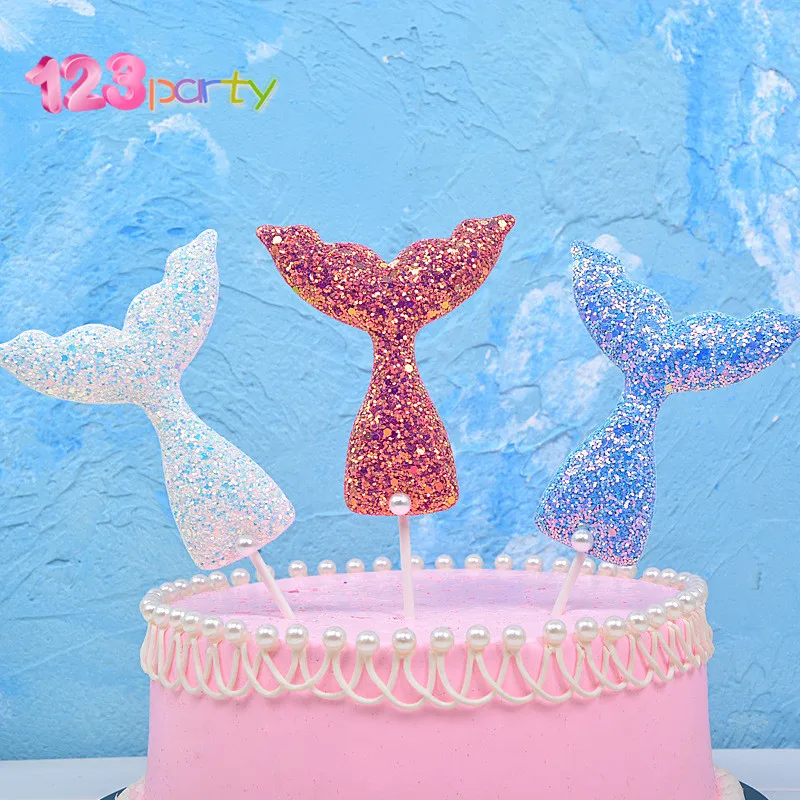 123 торт Toppers Baby Shower Русалка День рождения украшение для первого дня детей 1 год
