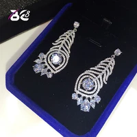be 8 brand lovely aaa cubic zirconia leaf shape drop earrings bridal crystal wedding earring for brides e558