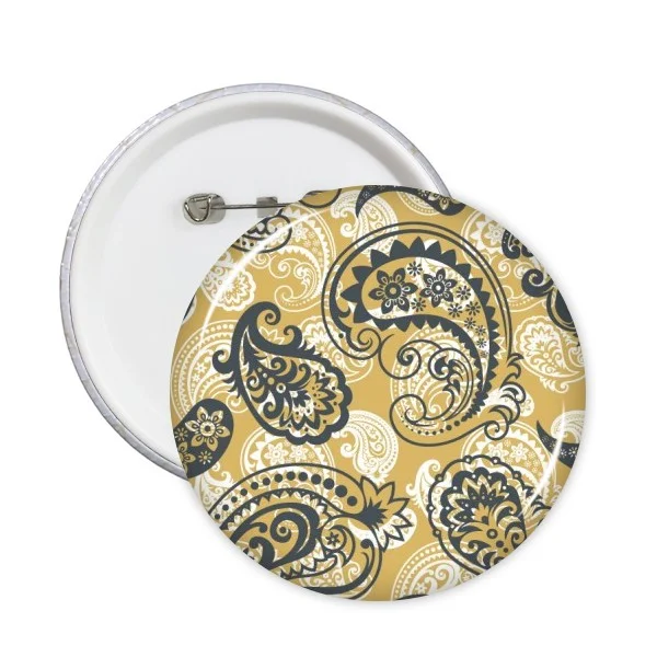 Printing Repeat Cloth Yellow Orange Brown Red Blue Colorful Circular Art Grain Illustration Pattern Round Pin Badge Button 5pcs | Дом и сад
