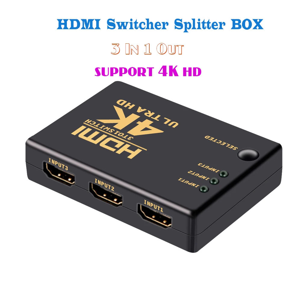 Видеопереключатель 1080P 4K * 2K HDMI сплиттер 3 входа 1 выход концентратор для DVD HDTV Xbox PS3