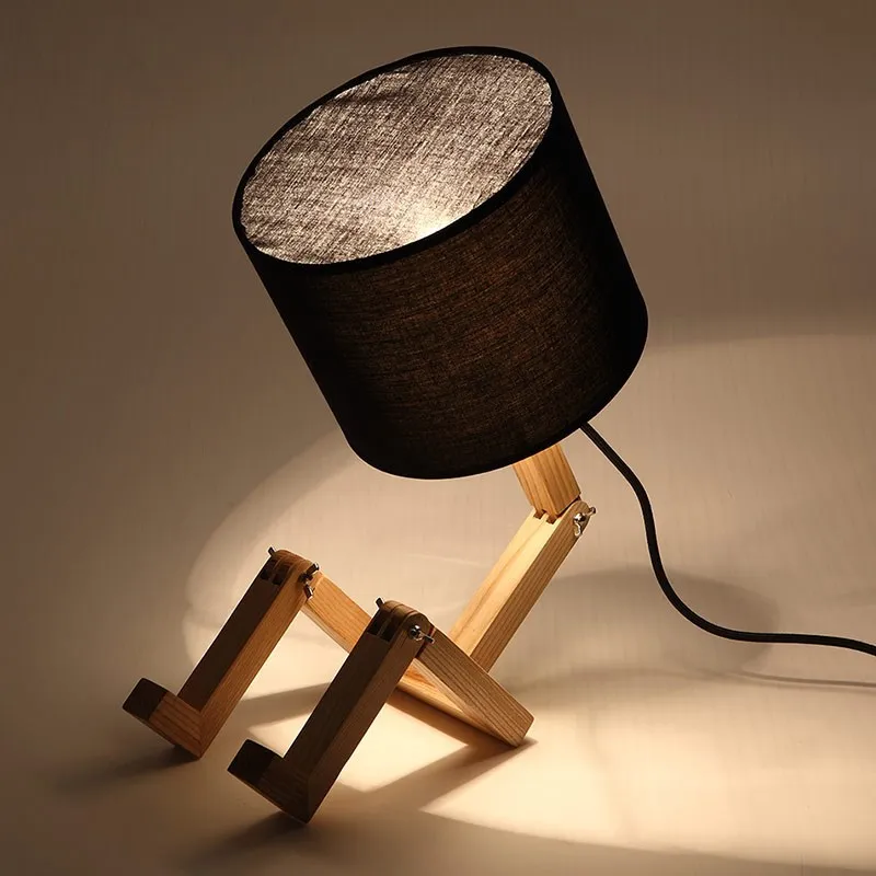 European Style Table Lamp Wooden Bedside with Fabric Lampshade lamparas de mesa Desk Light Deco Luminaria For Living Room Освещение