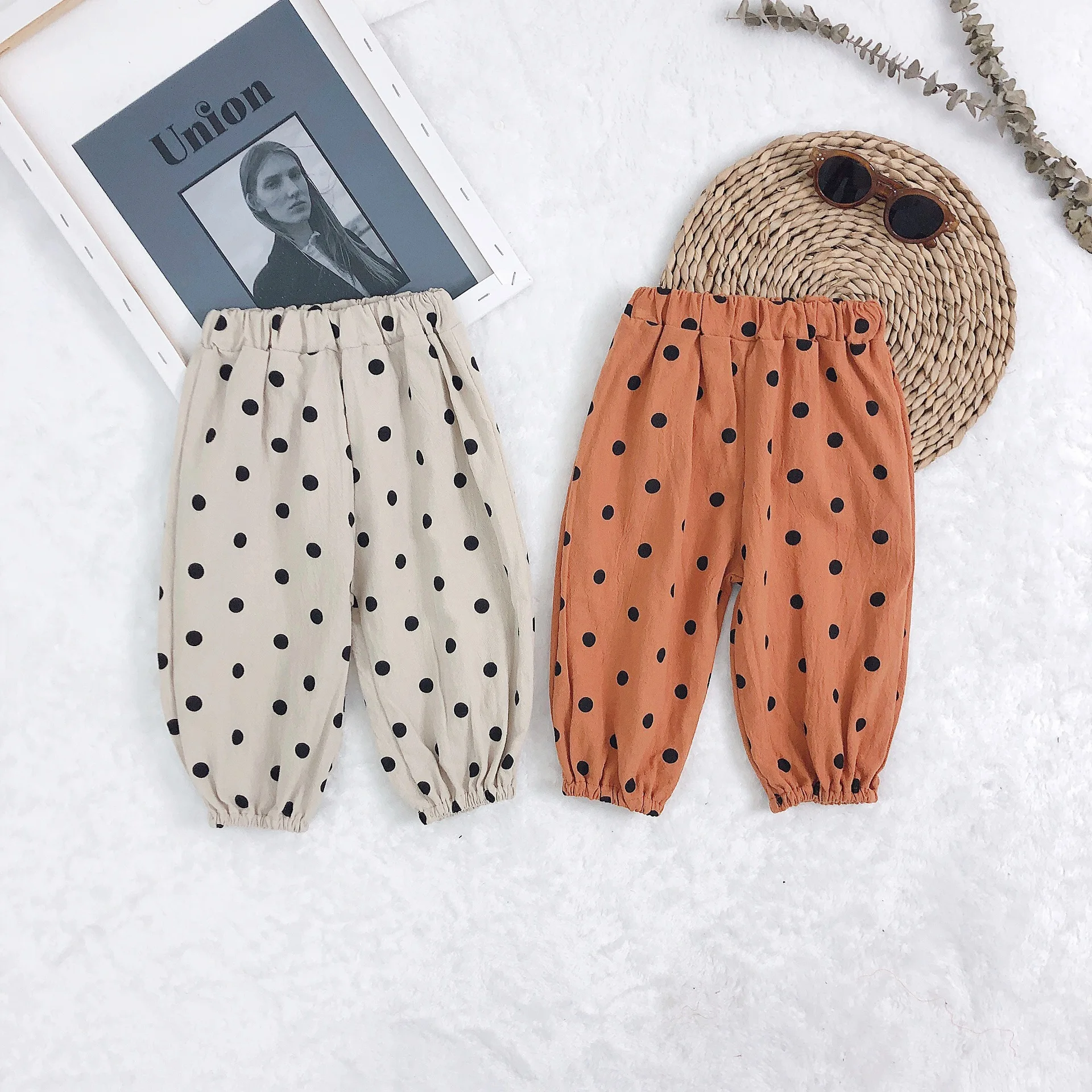 Korean style Spring summer dot printed loose pants for baby girls 1-5 years kids children all-match casual trousers |