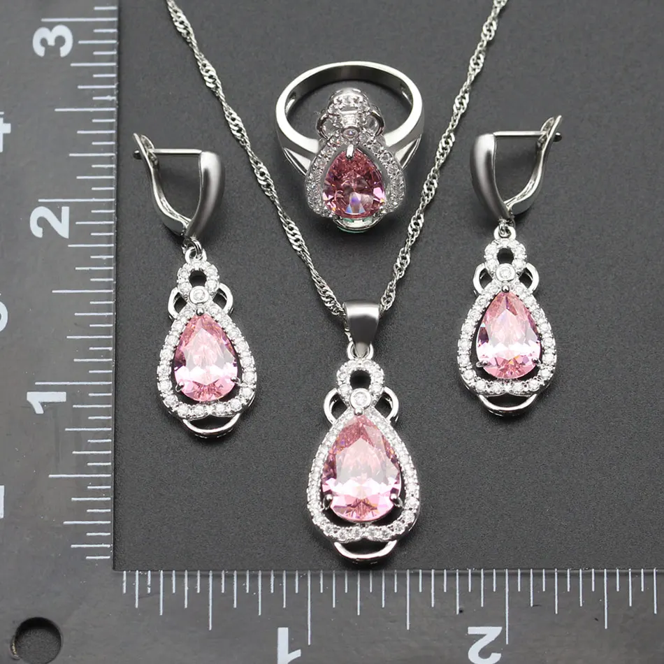 Новое поступление розовый белый циркон Ювелирные наборы для Для женщин матери