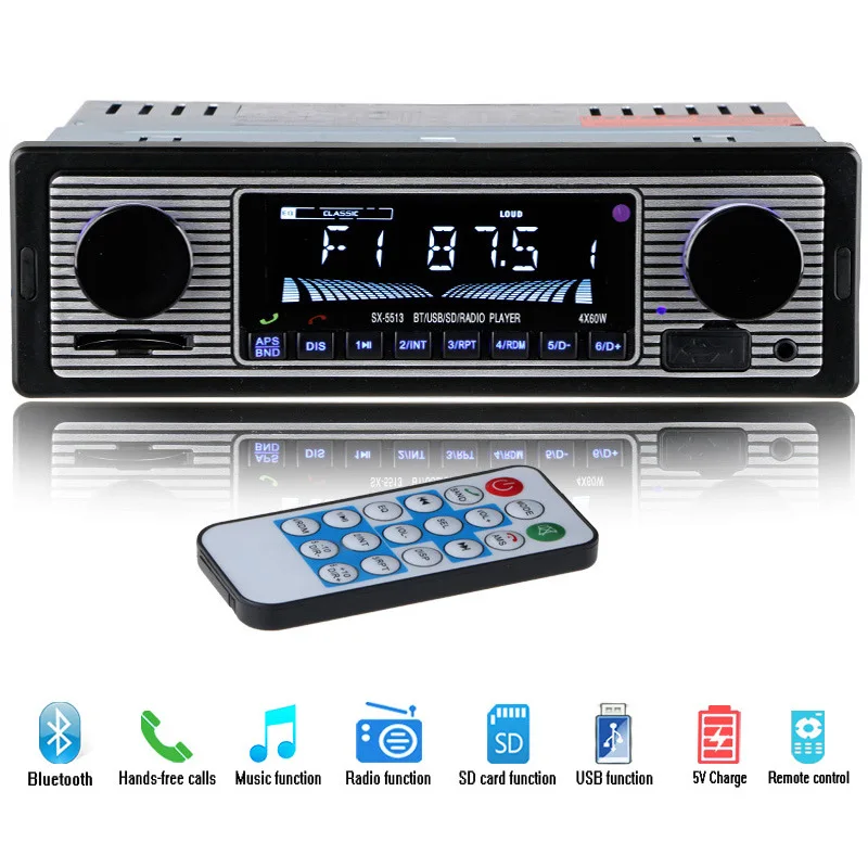 Автомобильная стереосистема FM радио в стиле ретро 12 В Bluetooth MP3 плеер с поддержкой